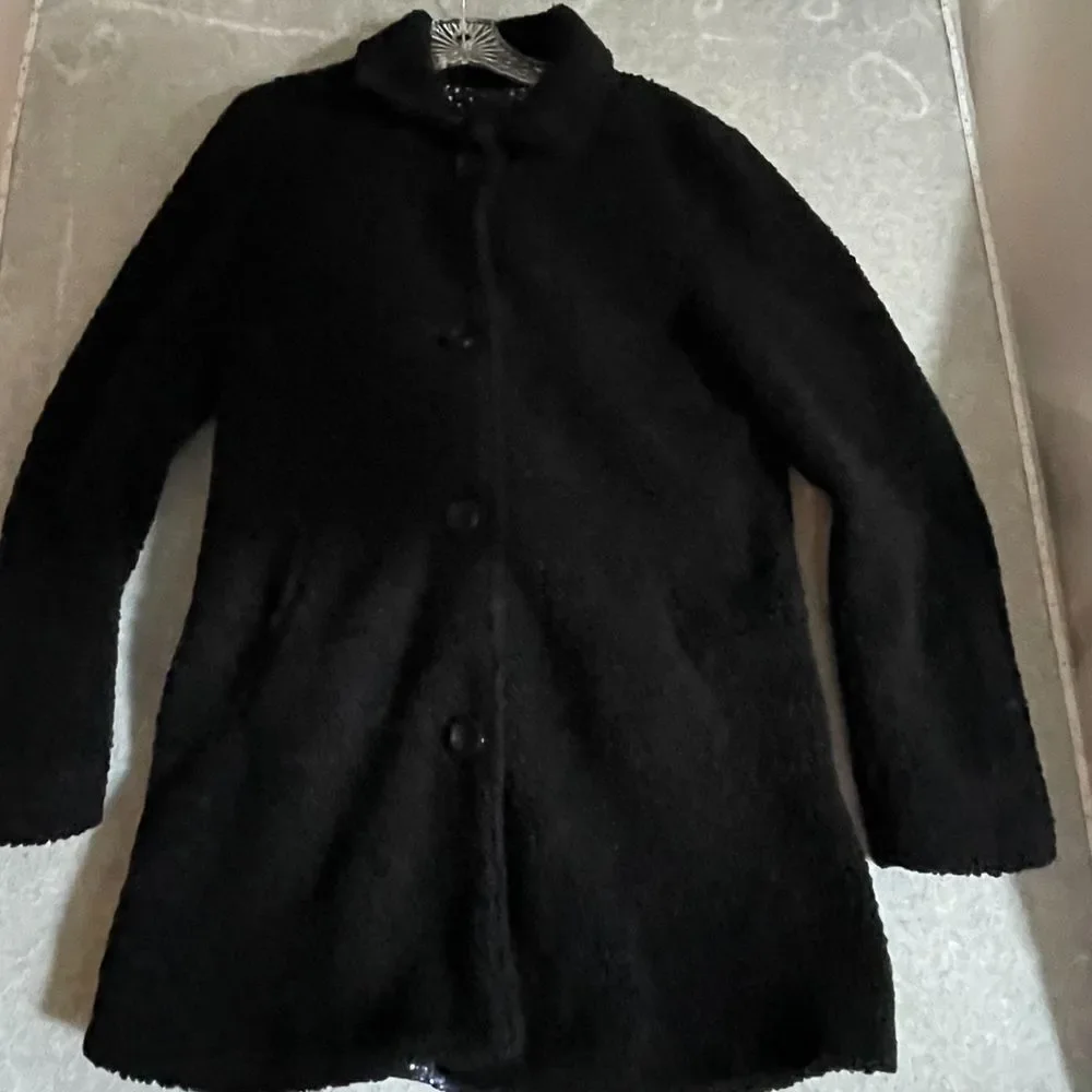 SANCTUARY | Crafted & Tailored Faux Fur‎ Jacket | Size M, women's black - Picture 11 of 12